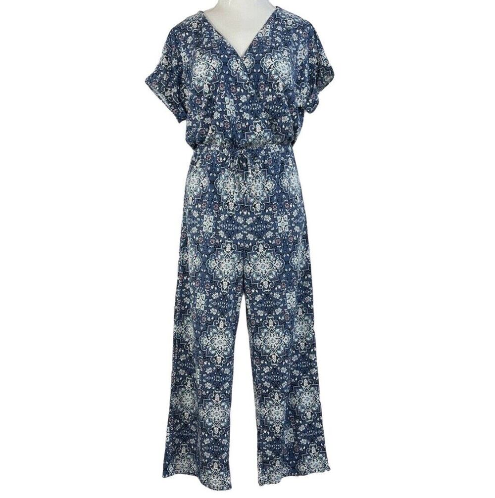 Style & Co Medium Jumpsuit Floral Surplice V-Neck Dolman Sleeve Stretch Multi